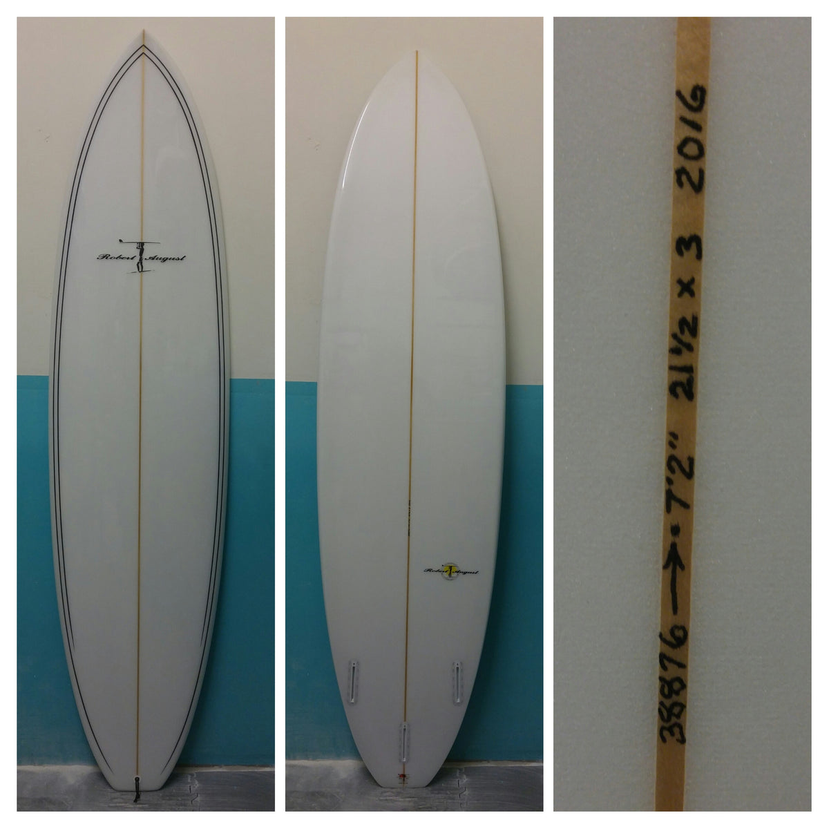 7'2 Robert August Fun board model clear with pin lines – Robert